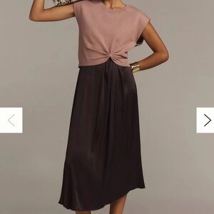 Anthropologie Cap-Sleeve Knit Twofer Midi Dress lg